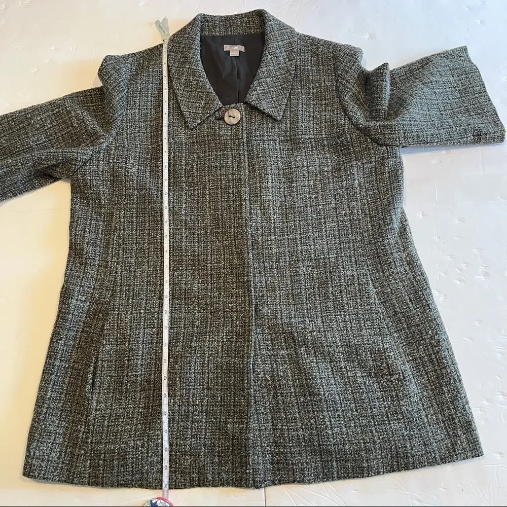 J Jill gray tweed short sleeve wool blend snap front blazer jacket - Picture 9 of 11